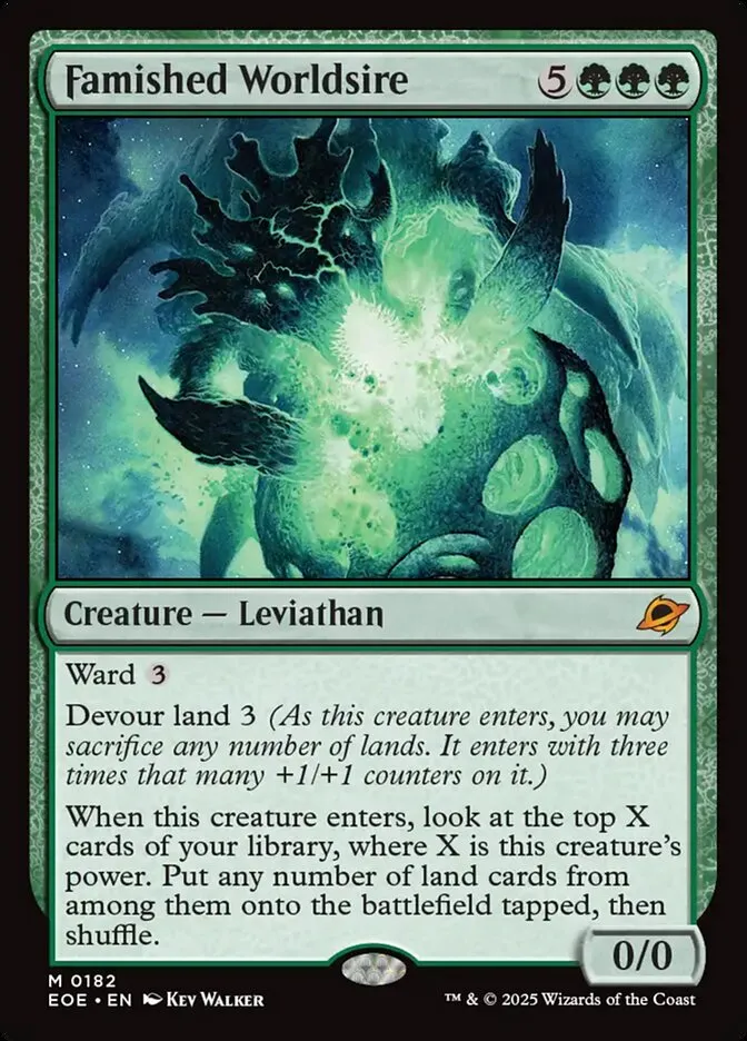 2025 Edge of Eternities Famished Worldsire #182 mythic card image