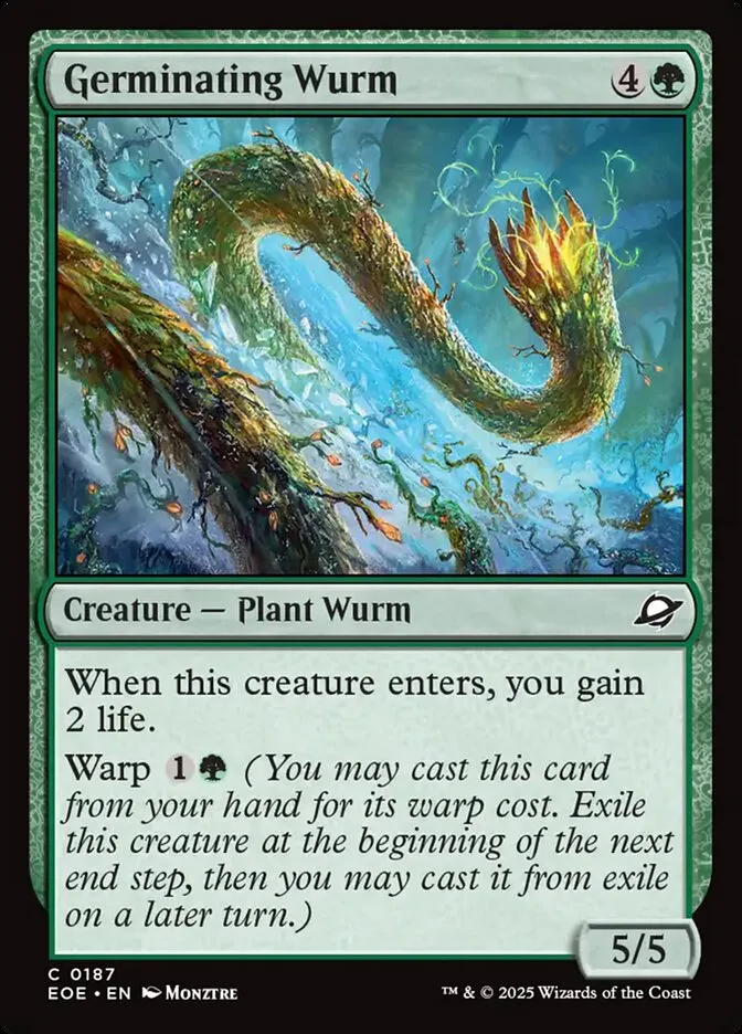 2025 Edge of Eternities Germinating Wurm #187 common card image