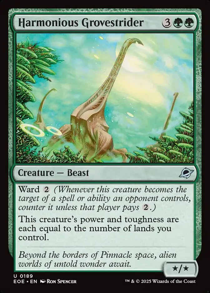 2025 Edge of Eternities Harmonious Grovestrider #189 uncommon card image