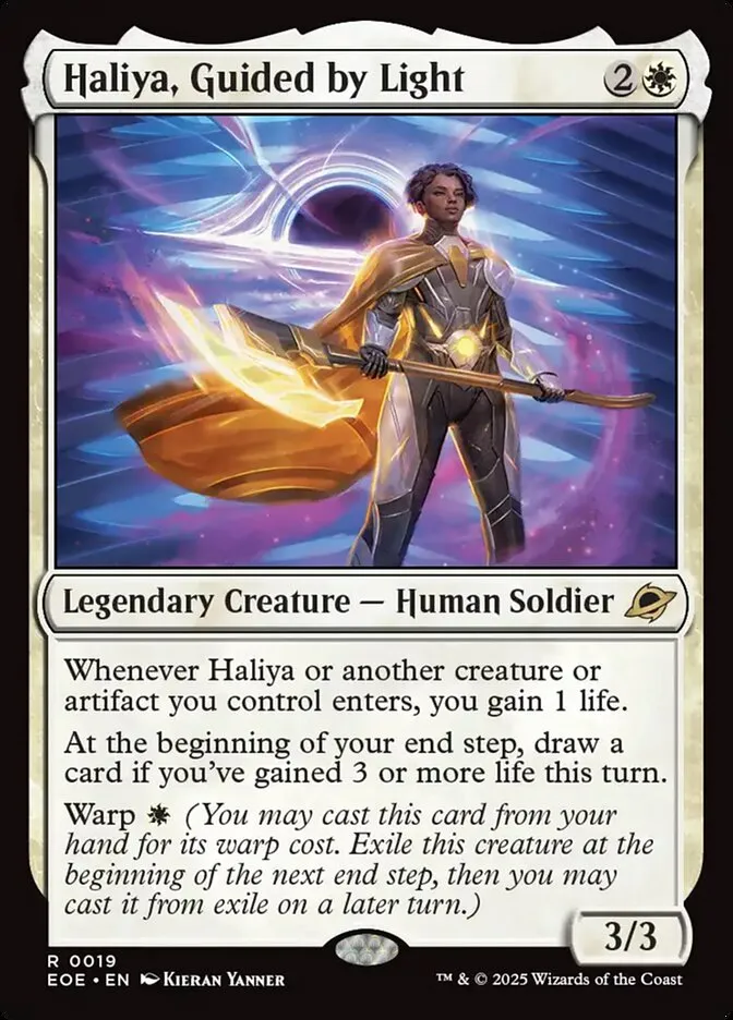 2025 Edge of Eternities Haliya, Guided by Light rare #19 rare card image