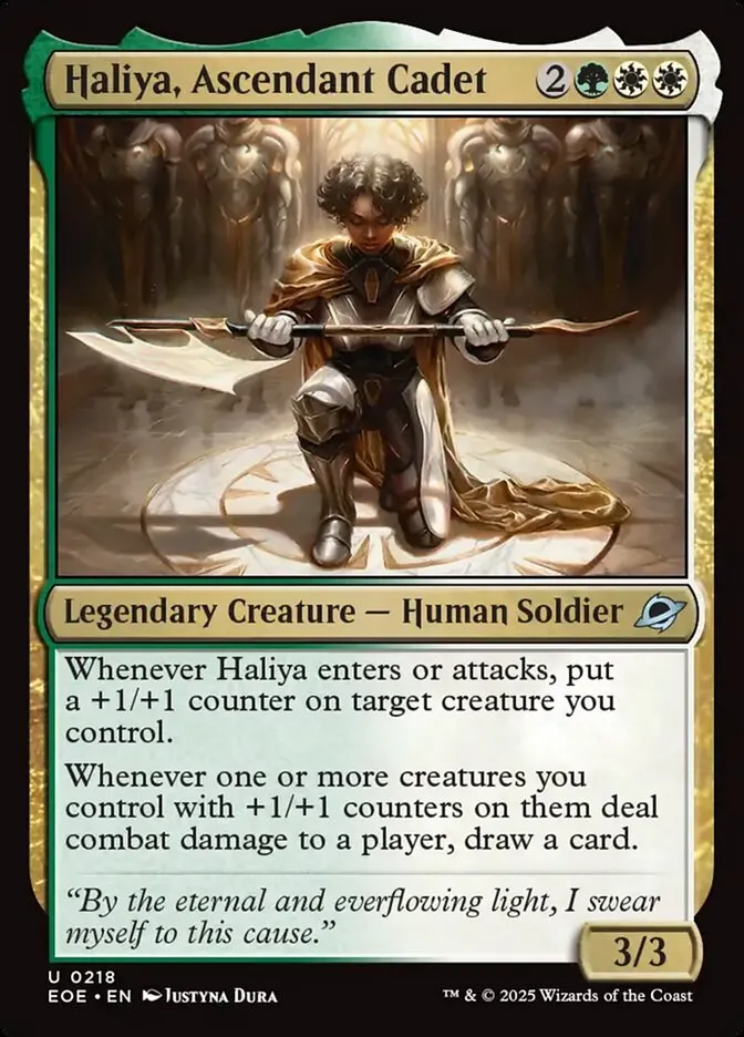 2025 Edge of Eternities Haliya, Ascendant Cadet #218 uncommon card image