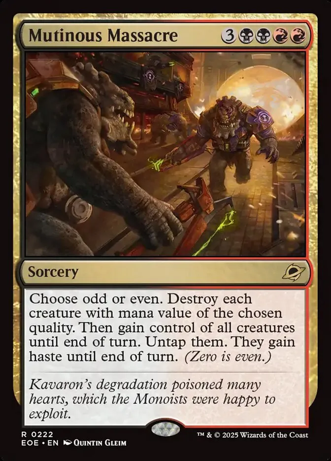 2025 Edge of Eternities Mutinous Massacre #222 rare card image