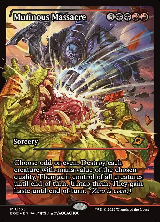2025 Edge of Eternities Mutinous Massacre #363 mythic card image