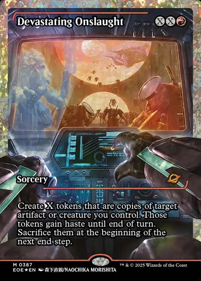 2025 Edge of Eternities Devastating Onslaught #387 mythic card image