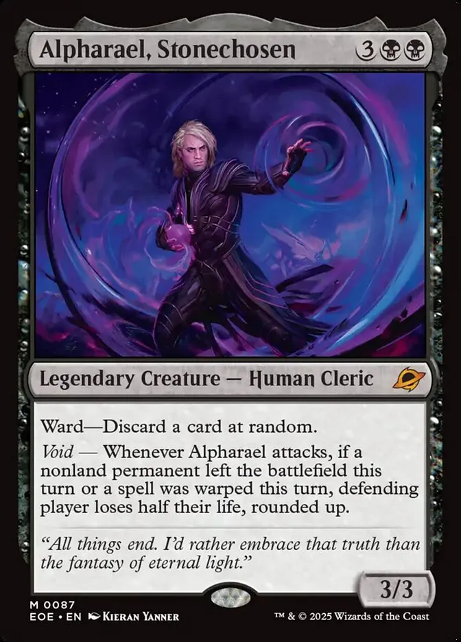 2025 Edge of Eternities Alpharael, Stonechosen #87 mythic card image