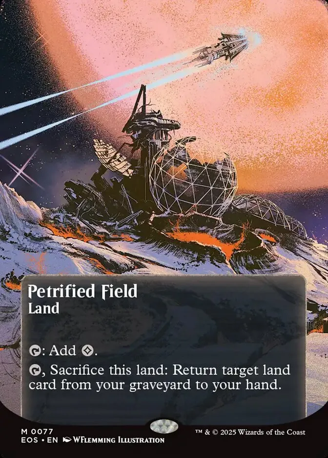 2025 Edge of Eternities: Stellar Sights Petrified Field #77 mythic card image