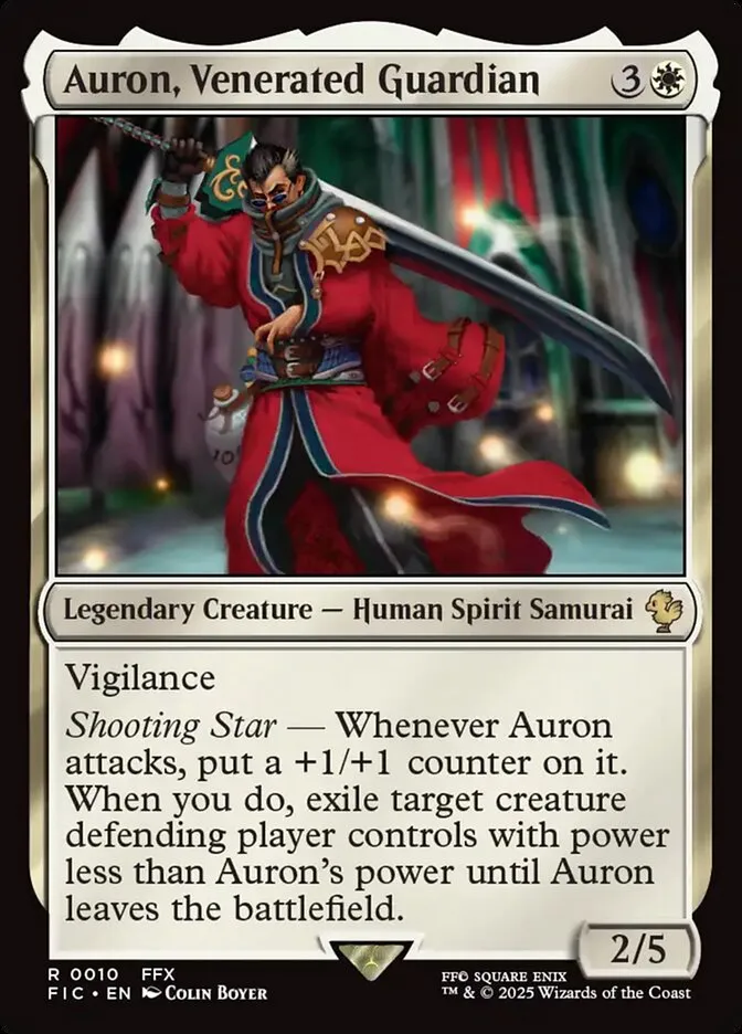 2025 Final Fantasy Commander Auron, Venerated Guardian rare #10 rare card image