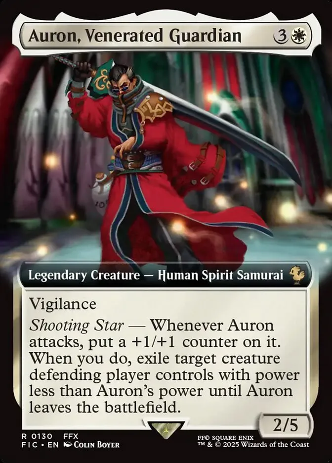 2025 Final Fantasy Commander Auron, Venerated Guardian [Extended Art Foil] rare #130 rare card image