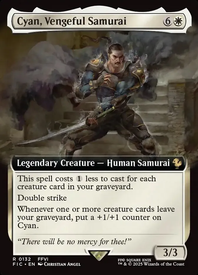 2025 Final Fantasy Commander Cyan, Vengeful Samurai [Extended Art Foil] rare #132 rare card image