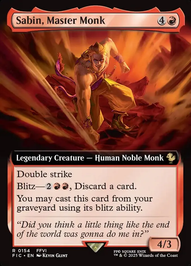 2025 Final Fantasy Commander Sabin, Master Monk [Extended Art Foil] rare #154 rare card image