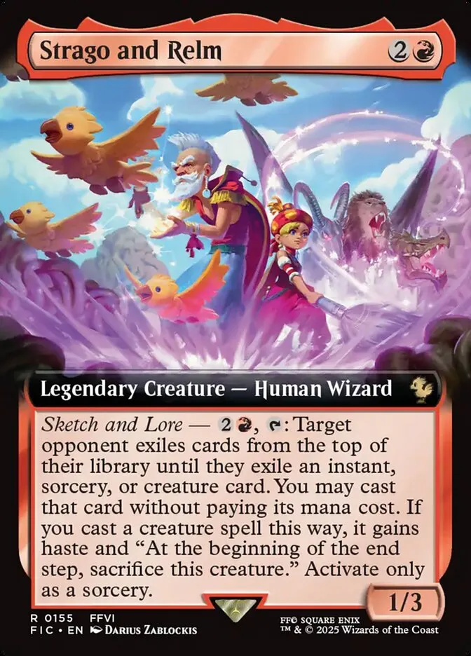 2025 Final Fantasy Commander Strago and Relm [Extended Art Foil] rare #155 rare card image
