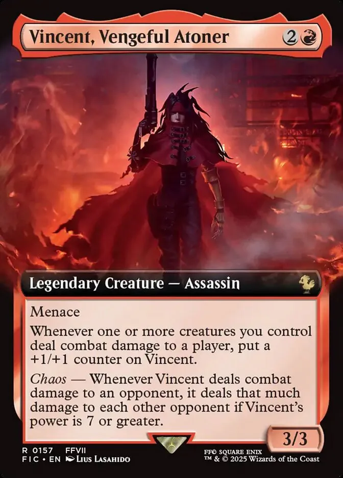 2025 Final Fantasy Commander Vincent, Vengeful Atoner [Extended Art Foil] rare #157 rare card image
