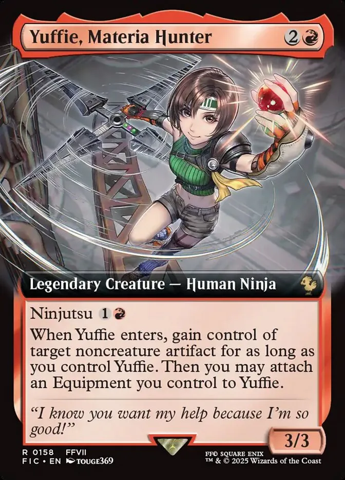 2025 Final Fantasy Commander Yuffie, Materia Hunter [Extended Art Foil] rare #158 rare card image