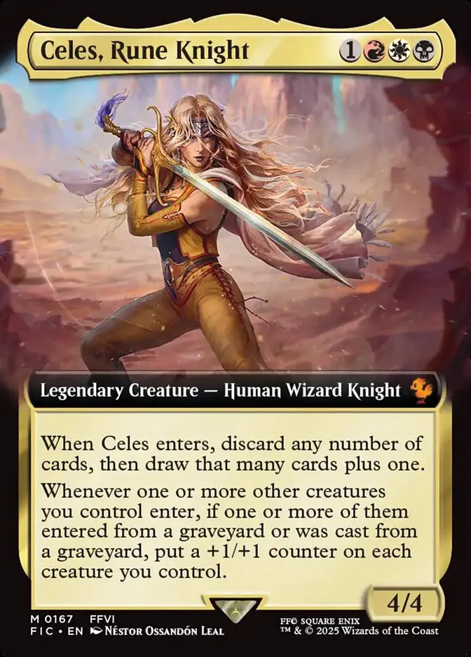 2025 Final Fantasy Commander Celes, Rune Knight [Extended Art Foil] mythic #167 mythic card image