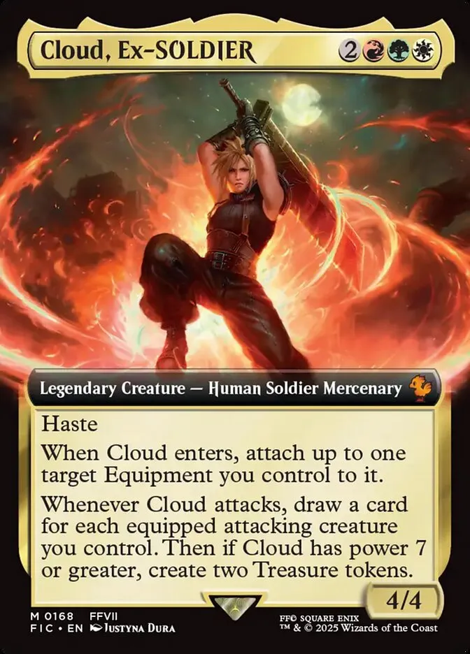 2025 Final Fantasy Commander Cloud, Ex-SOLDIER [Extended Art Foil] mythic #168 mythic card image