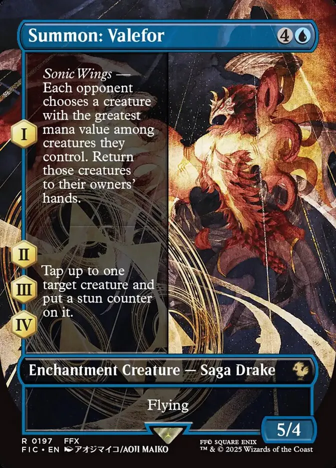 2025 Final Fantasy Commander Summon: Valefor [Borderless Foil] rare #197 rare card image