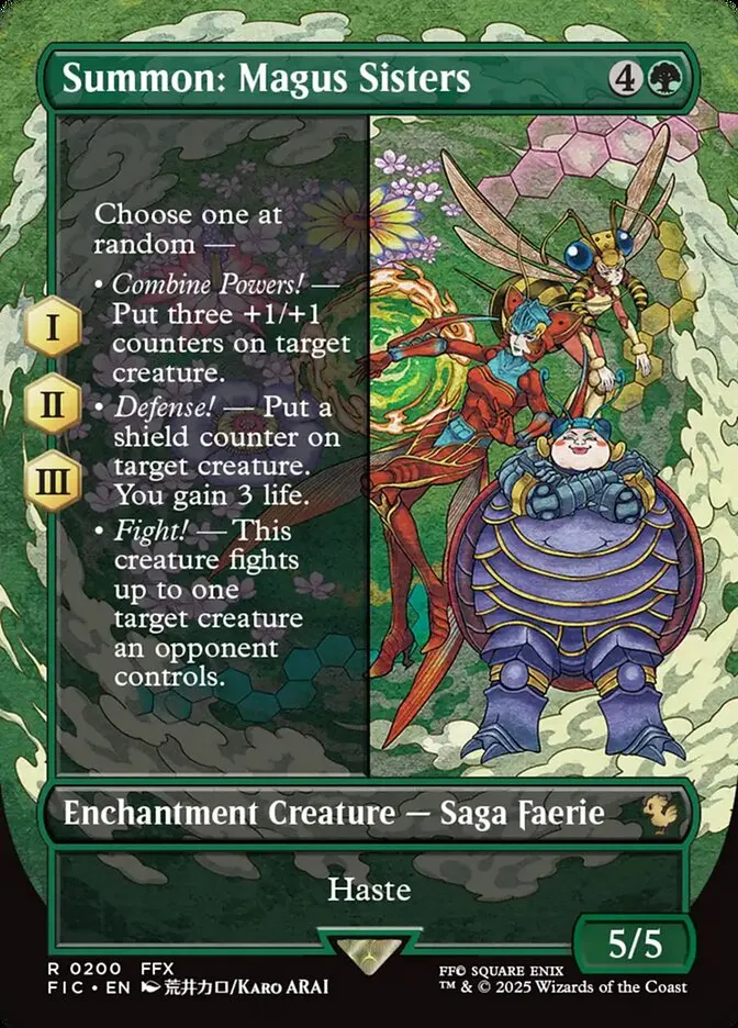 2025 Final Fantasy Commander Summon: Magus Sisters [Borderless Foil] rare #200 rare card image