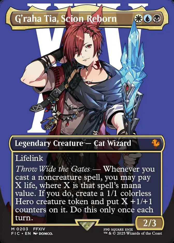 2025 Final Fantasy Commander G'raha Tia, Scion Reborn [Borderless Foil] mythic #203 mythic card image