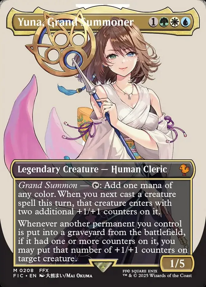 2025 Final Fantasy Commander Yuna, Grand Summoner [Borderless Foil] mythic #208 mythic card image