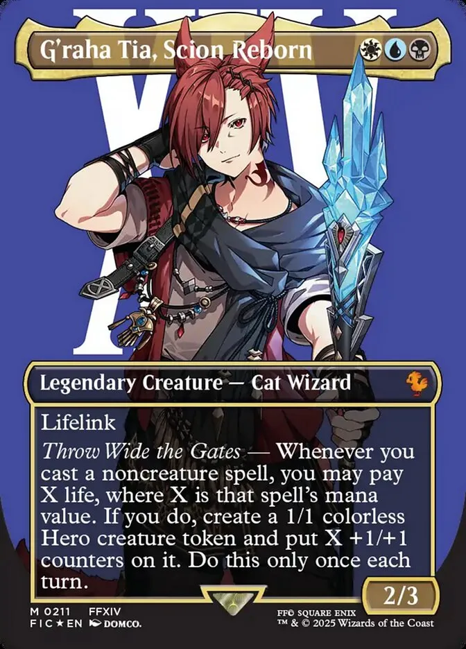 2025 Final Fantasy Commander G'raha Tia, Scion Reborn [Borderless Surge Foil] mythic #211 mythic card image
