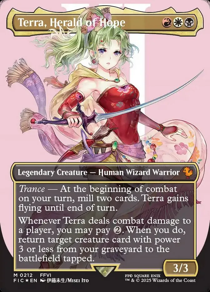 2025 Final Fantasy Commander Terra, Herald of Hope [Borderless Surge Foil] mythic #212 mythic card image