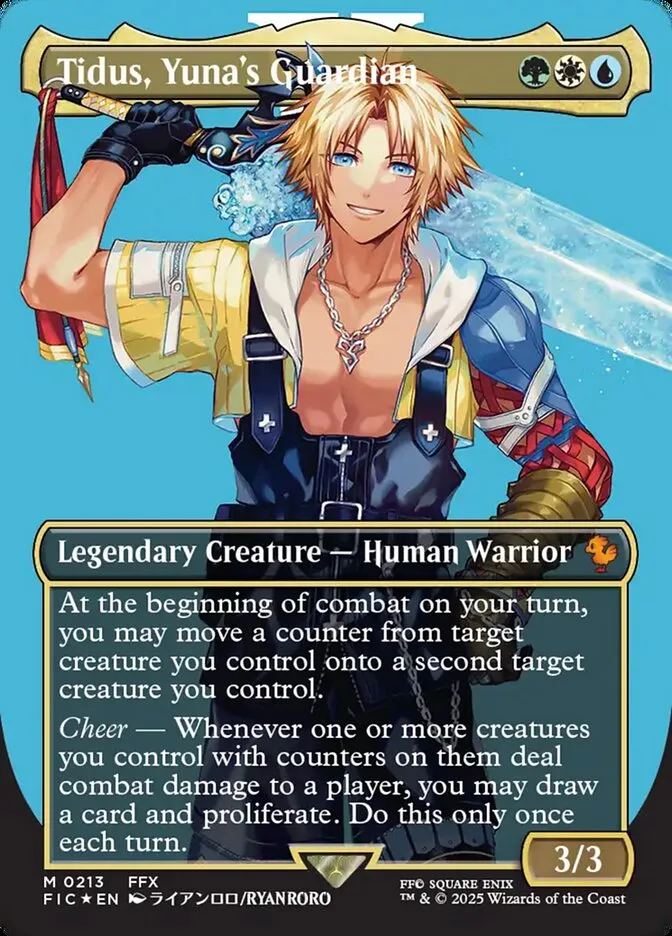 2025 Final Fantasy Commander Tidus, Yuna's Guardian [Borderless Surge Foil] mythic #213 mythic card image