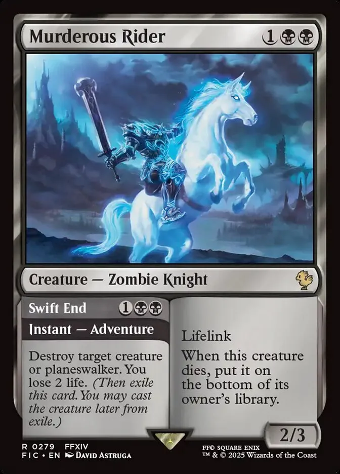 2025 Final Fantasy Commander Murderous Rider // Swift End #279 rare card image