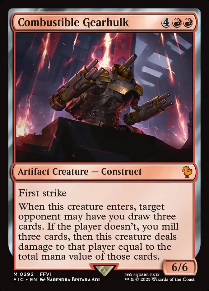 2025 Final Fantasy Commander Combustible Gearhulk #292 mythic card image