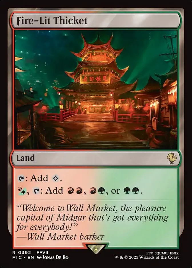2025 Final Fantasy Commander Fire-Lit Thicket rare #392 rare card image