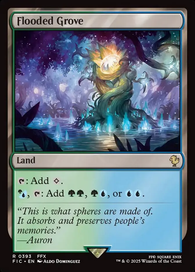 2025 Final Fantasy Commander Flooded Grove #393 rare card image