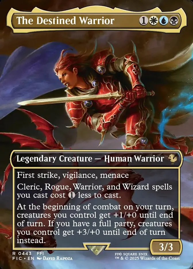 2025 Final Fantasy Commander The Destined Warrior [Borderless Foil] rare #443 rare card image