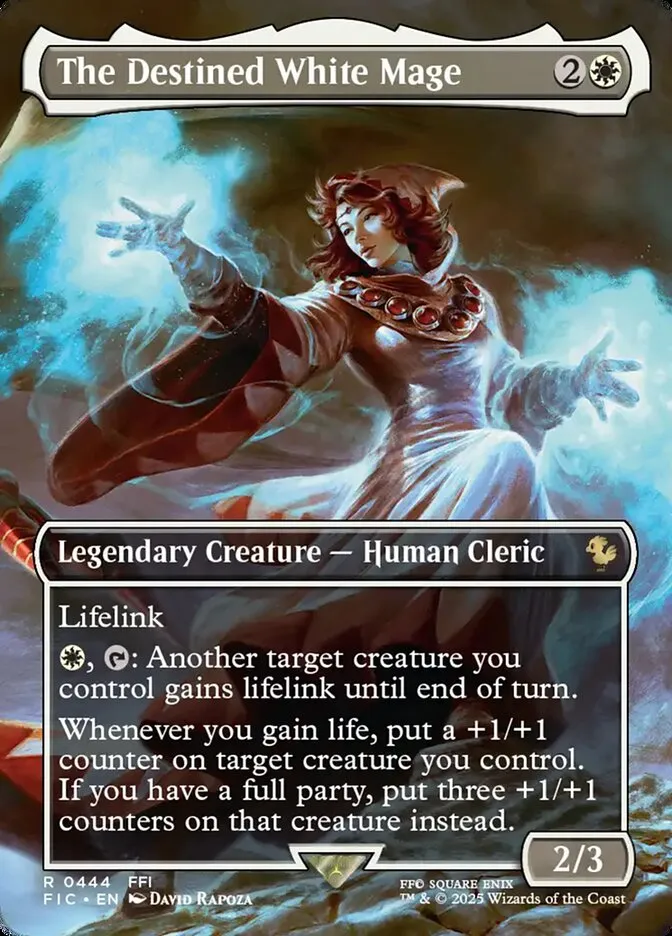 2025 Final Fantasy Commander The Destined White Mage [Borderless Foil] rare #444 rare card image