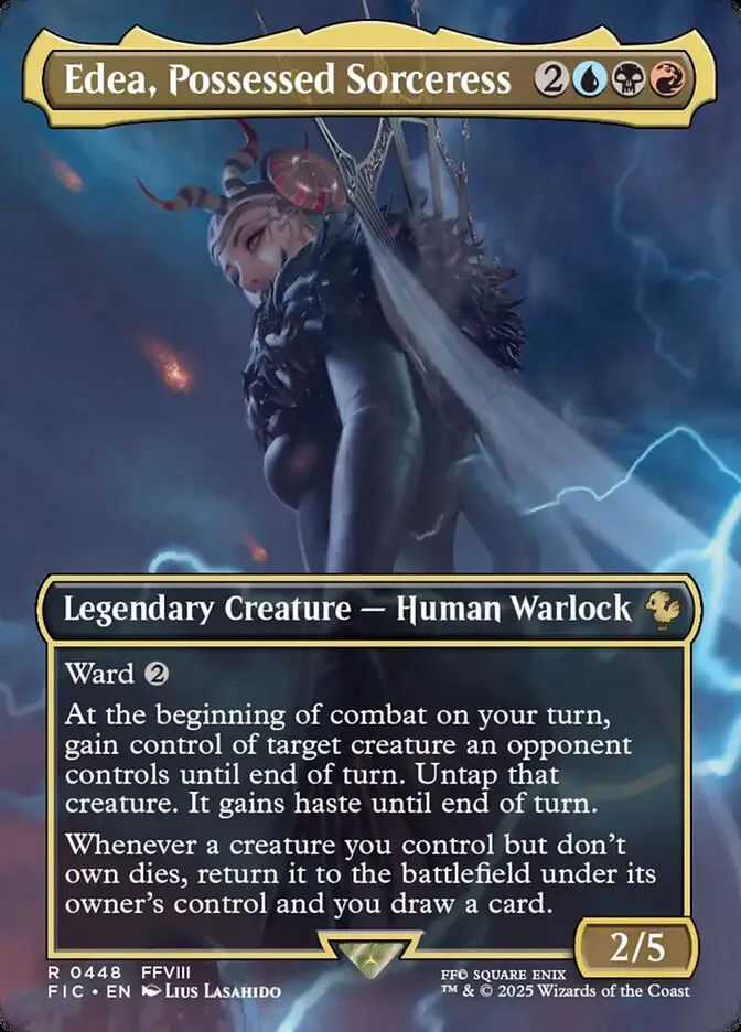 2025 Final Fantasy Commander Edea, Possessed Sorceress [Borderless Foil] rare #448 rare card image