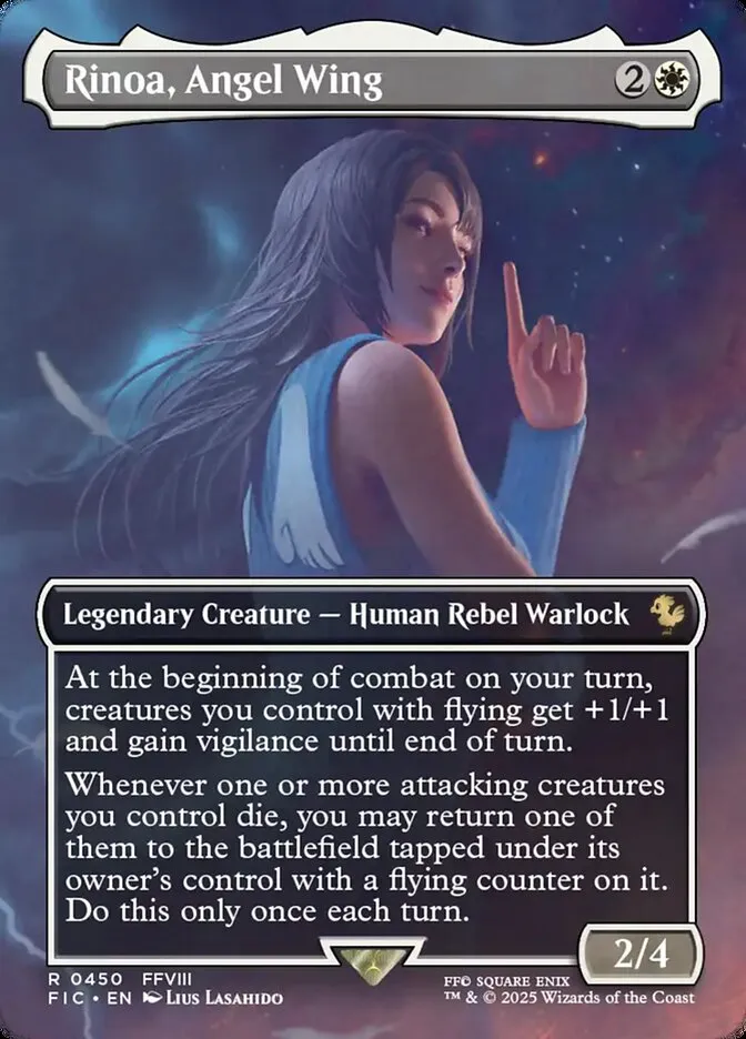 2025 Final Fantasy Commander Rinoa, Angel Wing [Borderless Foil] rare #450 rare card image