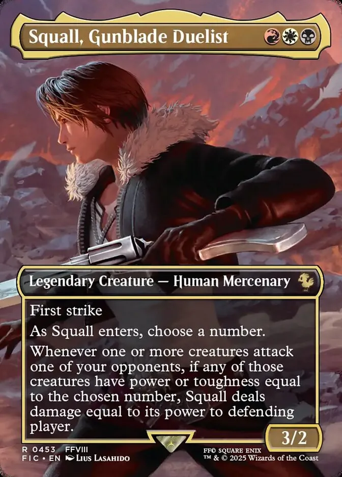 2025 Final Fantasy Commander Squall, Gunblade Duelist [Borderless Foil] rare #453 rare card image
