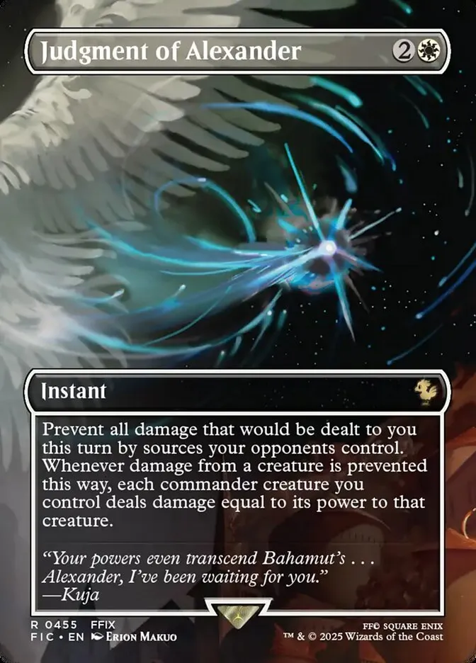 2025 Final Fantasy Commander Judgment of Alexander [Borderless Foil] rare #455 rare card image
