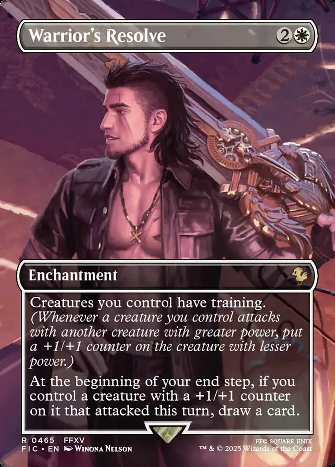 2025 Final Fantasy Commander Warrior's Resolve [Borderless Foil] rare #465 rare card image
