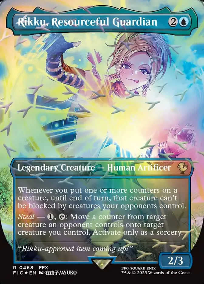 2025 Final Fantasy Commander Rikku, Resourceful Guardian [Borderless Foil] rare #468 rare card image
