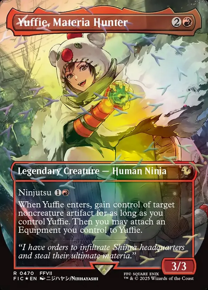 2025 Final Fantasy Commander Yuffie, Materia Hunter [Borderless Foil] rare #470 rare card image