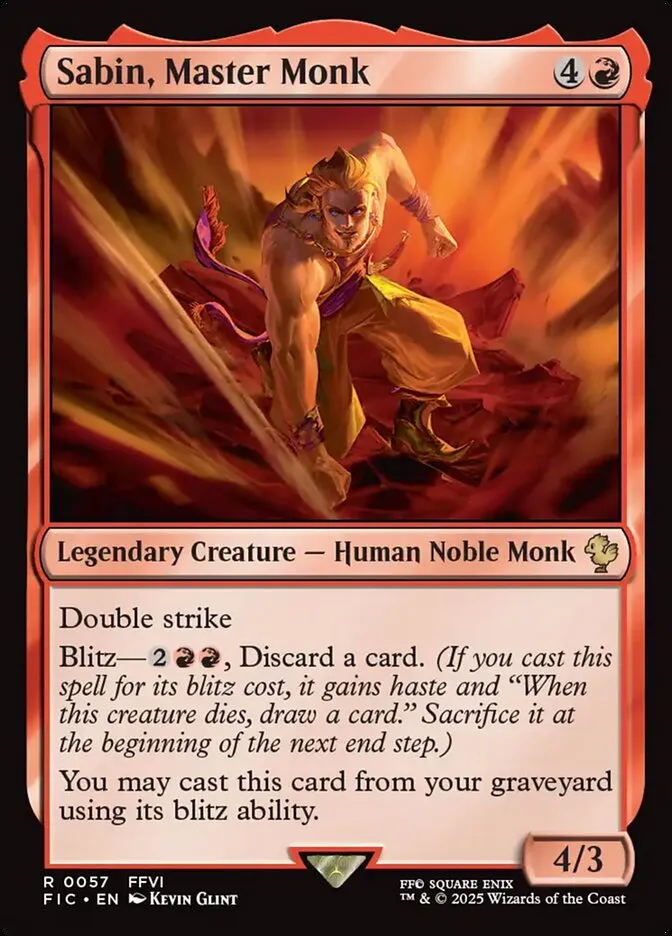 2025 Final Fantasy Commander Sabin, Master Monk [Foil] rare #57 rare card image