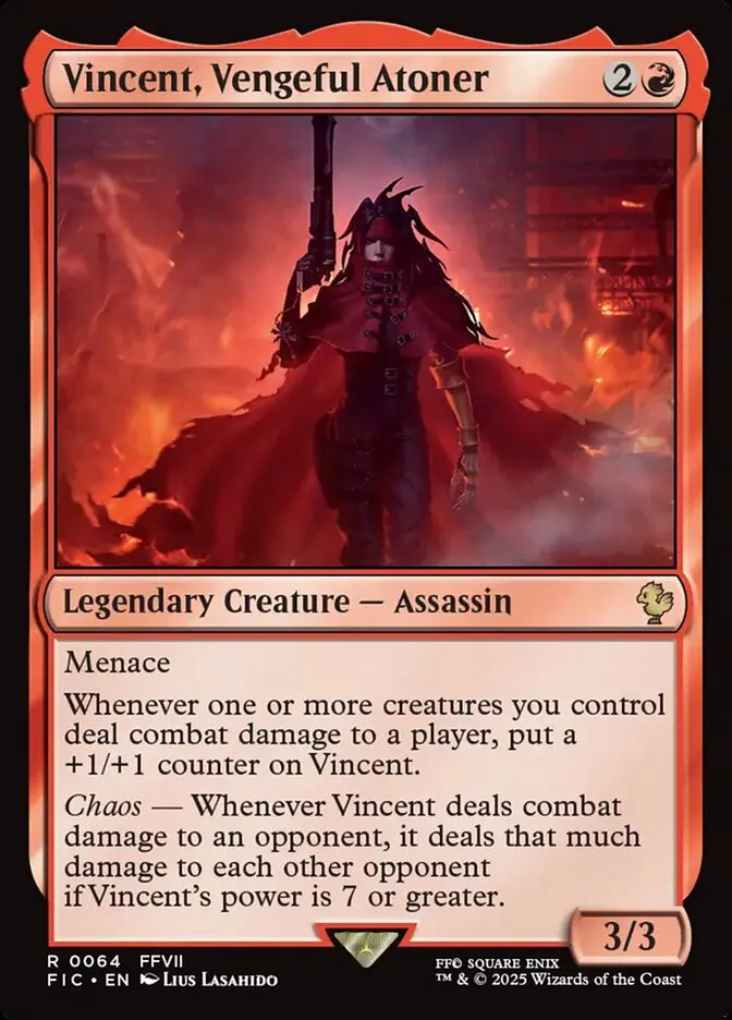 2025 Final Fantasy Commander Vincent, Vengeful Atoner [Foil] rare #64 rare card image