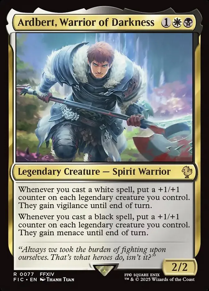 2025 Final Fantasy Commander Ardbert, Warrior of Darkness [Foil] rare #77 rare card image