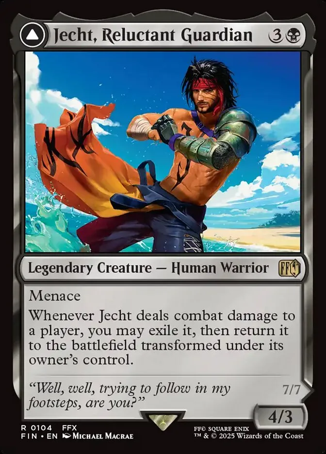 2025 Final Fantasy Jecht, Reluctant Guardian // Braska's Final Aeon #104 rare card image