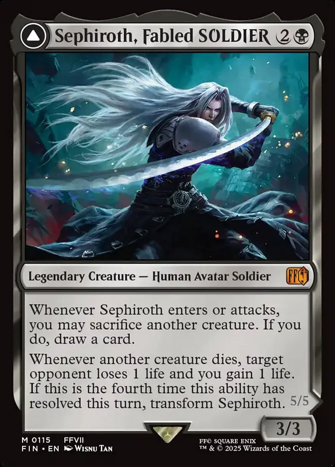2025 Final Fantasy Sephiroth, Fabled SOLDIER // Sephiroth, One-Winged Angel [Prerelease] mythic #115 mythic card image