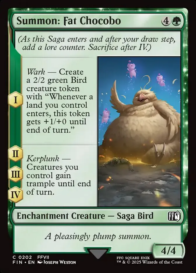 2025 Final Fantasy Summon: Fat Chocobo common #202 common card image