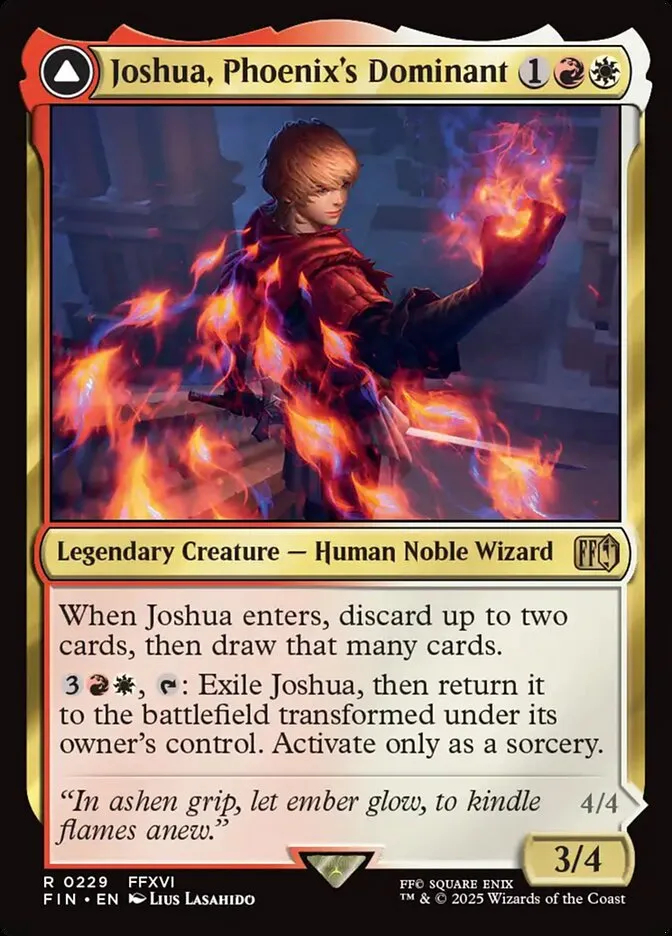 2025 Final Fantasy Joshua, Phoenix's Dominant // Phoenix, Warden of Fire #229 rare card image
