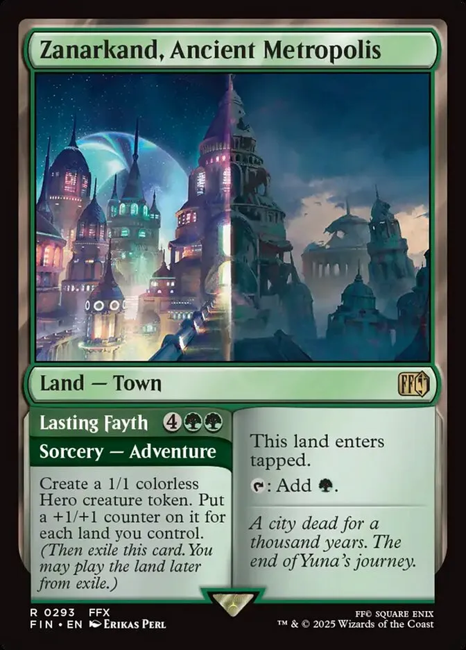 2025 Final Fantasy Zanarkand, Ancient Metropolis // Lasting Fayth #293 rare card image