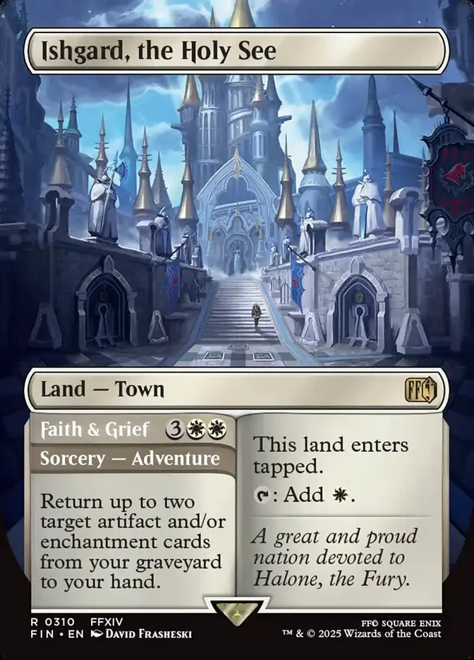 2025 Final Fantasy Ishgard, the Holy See // Faith & Grief [Borderless Foil] rare #310 rare card image