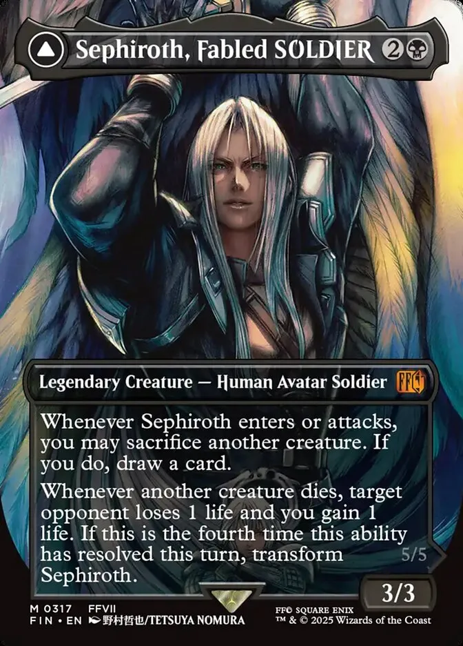 2025 Final Fantasy Sephiroth, Fabled SOLDIER // Sephiroth, One-Winged Angel [Borderless Foil] mythic #317 mythic card image