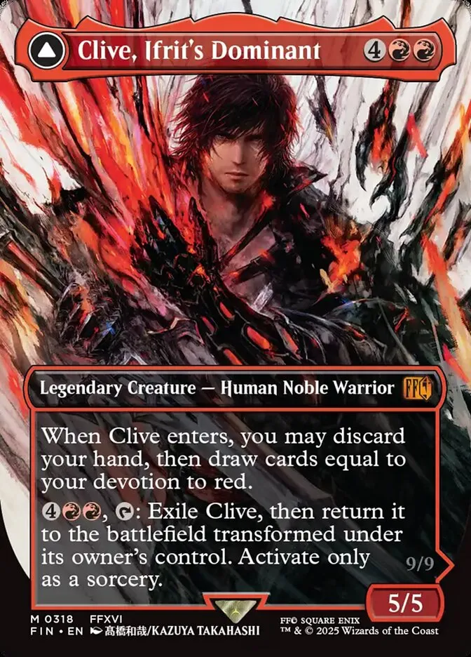2025 Final Fantasy Clive, Ifrit's Dominant // Ifrit, Warden of Inferno [Borderless Foil] mythic #318 mythic card image